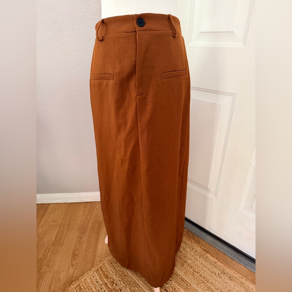 Commense | NWoT, large | Warm Brown Suiting-like Maxi Skirt